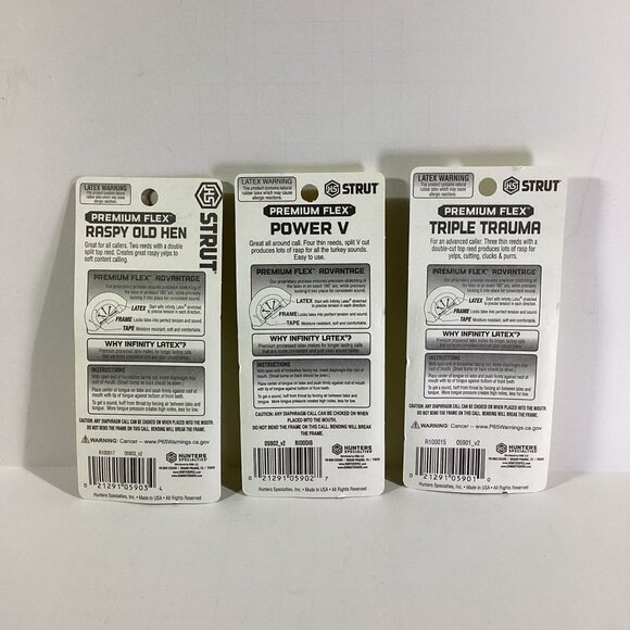 HS Strut Turkey Calls Triple Trauma, Power V, & Raspy Old Hen Brand New Call Com - Picture 2 of 2